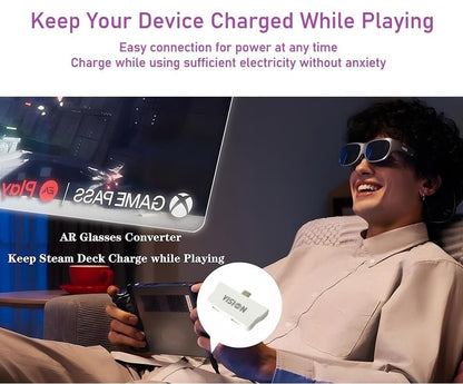USB C to USB C Adapter, Charging and Play- 4K 60Hz/2K 120Hz, Supports 100W Fast Charging for iPhone 17-15,Switch, ROG Ally, Steam Deck. Connected Viture/Rayneo/Xreal/Rokid AR Glasses