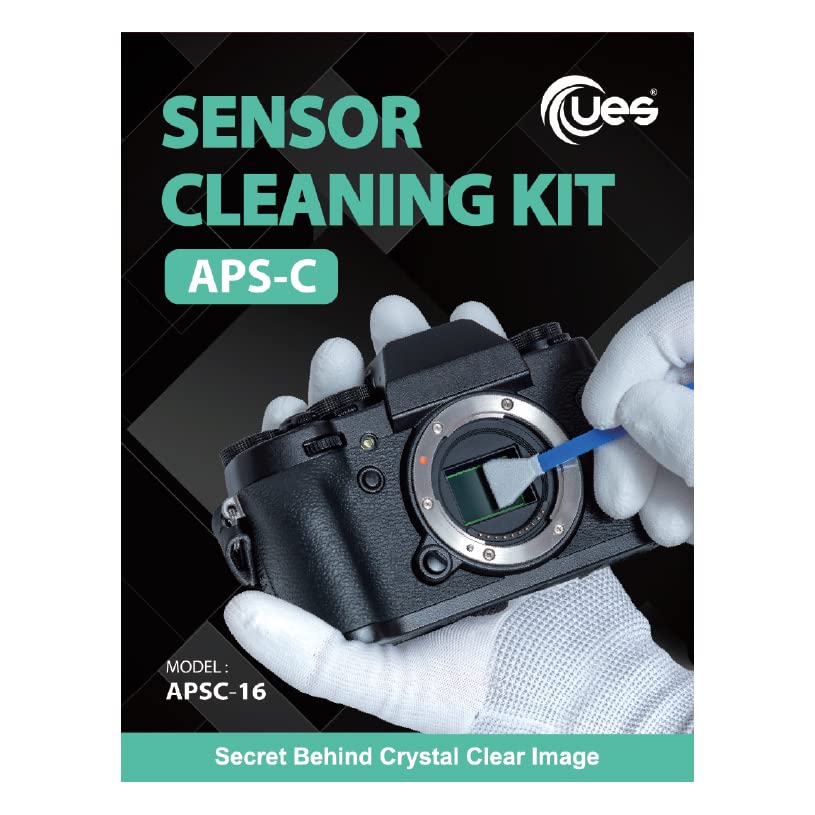 UES APS-C Sensor Cleaning Kit (APSC16) - 14pcs 16mm Sensor Cleaning Swabs & 15ml Alcohol-Free Sensor Cleaner - Compatible with Sony, Nikon, Canon, Fujifilm APS-C DSLR & Mirrorless Cameras