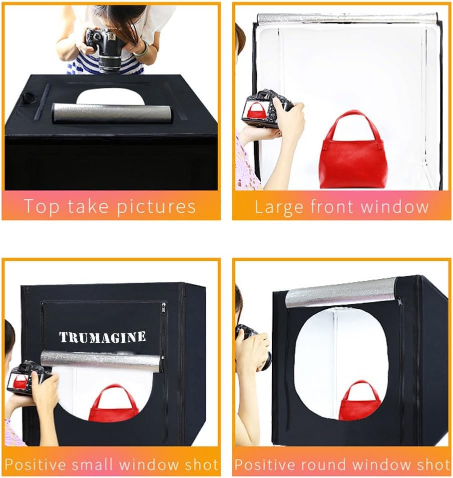 Photo Light Box Photography 24"x24"x24" Tabletop Dimmable LED Cube Shooting Tent Kit for White Studio Box Product Photographic Lighting Tents with PVC Backdrops and Mini Tripod - size: 24x24x24 INCH