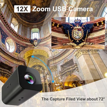 HDMI 12X Zoom USB Camera 4K Autofocus 60FPS High Speed Webcam USB HDMI Simultaneous Output PC Camera Manual Zoom Remote Control for TV Projector Video Conferencing Church Streaming
