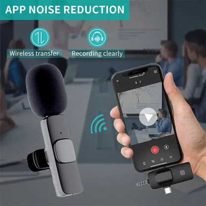 Wireless Lavalier Microphone for iPhone/iPad/Android Phone/Laptop,Plug-Play Lapel Clip-On Mic with Noise Reduction for Video Podcast Vlog Recording/Live Steam/Interview/TikTok/YouTube
