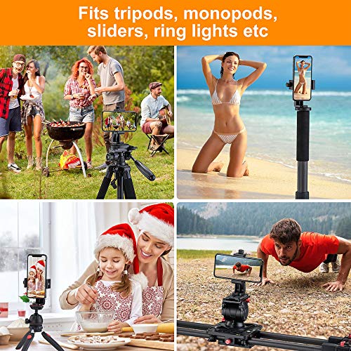 Phone Tripod Mount Adapter/Universal Tripod Cell Phone Holder, Fits Any Smartphone, 1/4" Standard Screw, Rotating Vertical and Horizontal, Compatible with iPhone, Samsung, Selfie Stick, Monopod