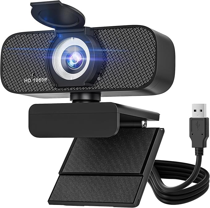 Webcam for PC with Microphone Plug & Play USB Camera for Laptop/Desktop, Noise-Reducing Mic for Zoom/Skype/Teams/Online Classes