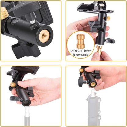 UTEBIT 2 Pack Photography Reflector Holder for Light Stand, Black | Heavy Duty Metal Clamp Holder, Light Reflector with Stand, Photo Umbrella Clamps for Studio, Light Stand - size: 2 PACK-Reflector Photography