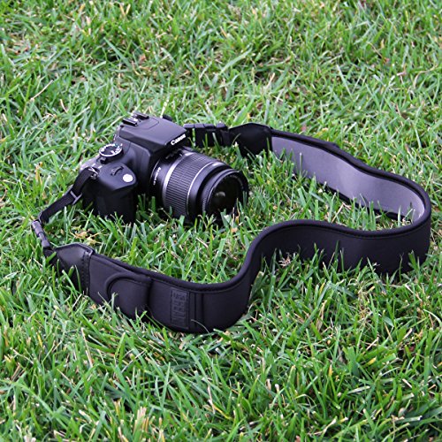 USA Gear TrueSHOT Camera Strap Neoprene Camera Straps - Padded Neck Strap, Pockets, and Quick Release Buckles - Compatible with Canon, Nikon, Sony and More DSLR and Mirrorless Cameras (Black) - color: Black