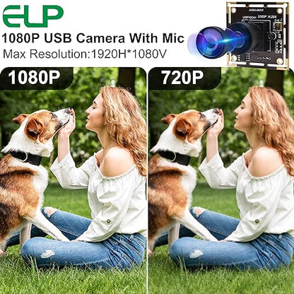 ELP 170degree Fisheye Raspberry Pi 1080P H.264 Microphone PC Web USB Security Camera for Laptop Wide Angle Mini UVC USB2.0 Video Audio Webcam Board 2MP CMOS AR0330 Lightburn Laser Camera for Computer - size: 170degree lens