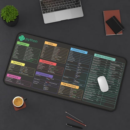 Python Cheat Sheet Desk Mat for Software Engineers, Hackers and Programmers, Quick Key, Large Anti-Slip Keyboard Pad Mouse Mat KMH - color: Python Cheat