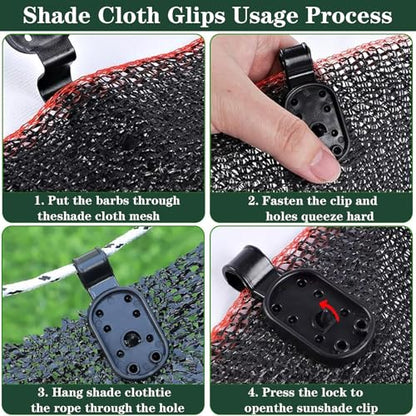 200Pcs Shade Cloth Clips, Sun Shade Clips - Black Plastic Heavy Duty Garden Net Clamps for Sun Shade Net, Gardening Shade Cloth, Anti Bird Netting, Removable & Reusable Windproof Awning Clamp(Black) - color: 200pcs-black