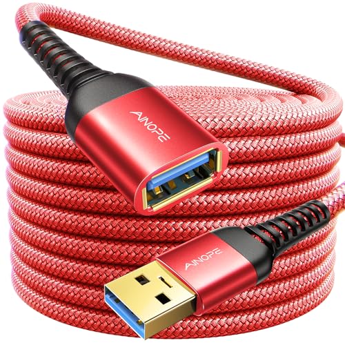 AINOPE USB Extension Cable,USB Extender,USB 3.0 Extension Cable, Male to Female Cord High Data Transfer Compatible with Webcam,Keyboard,Flash Drive,Hard Drive,Printer,10FT,Red - color: Red, size: 10FT