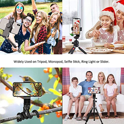 Cell Phone Tripod Mount Adapter, Universal Phone Holder Adjustable Clamp, 360 Degree Rotatable Bracket 1/4" Screw Clip for iPhone, Samsumg, Selfie Stick, Monopod (Black-2 Pack) - color: Black-standard-2 pack