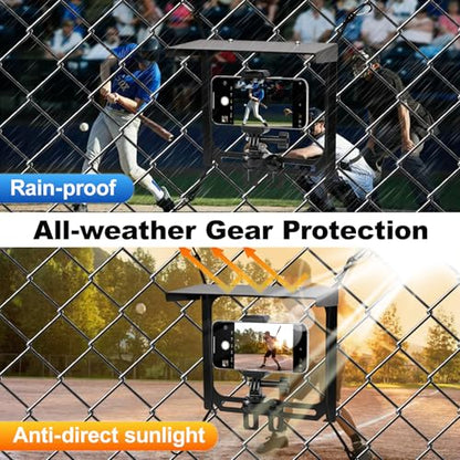 Cell Phone Fence Mount with Shade, Game Recording Mounting Kit Works with Gamechanger, iPhone, Mevo Start, Phones, and GoPro, for Recording Baseball,Softball and Tennis Games