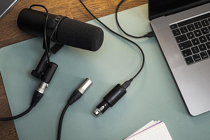 Shure MVX2U XLR-to-USB Digital Audio Interface, Headphone Jack, 60dB Gain, Zero-Latency Monitoring, 48V Phantom Power, ShurePlus App, USB-C Cable