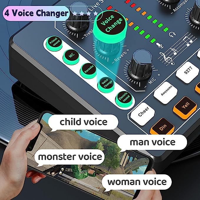Podcast Equipment Bundle, BM-800 Podcast Microphone Bundle-Voice Changer with live Sound Card-Studio Condenser Microphone for Phone, PC, DJ, Perfect for Recording, Singing, Streaming and Gaming