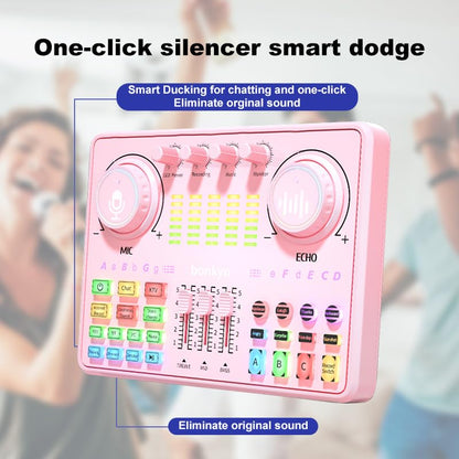 Podcast Equipment Bundle: Audio Interface & DJ20 Mixer with XLR Mic, Voice Changer, 2400mAh Battery for Podcasting, TikTok Live Streaming, and Gaming (Pink)