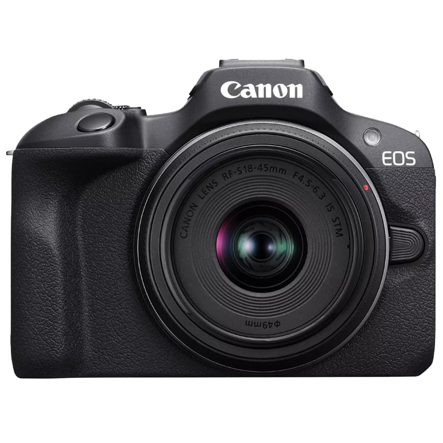 Canon EOS R100 Mirrorless Camera with RF-S 18-45mm is STM Lens | USA Warranty, Authorized Dealer | Bundle with Sandisk 128GB Memory Card, Camera Bag & Photo Editing Software - color: Coal