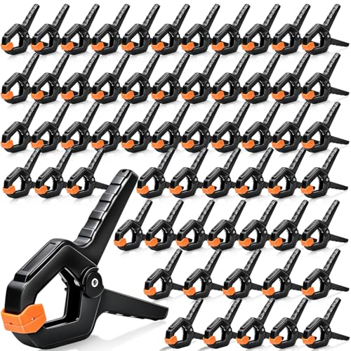 60 Pack Spring Clamps, Backdrop Clips, Balloon Arch Clips, 3.5 inch Heavy Duty Clip Plastic Small Spring Clip, Wood Clamps for Backdrop Stand, Crafts, Tarp, Woodworking, Pool Cover, Photography - color: Orange, size: 3.5 inch_60pcs