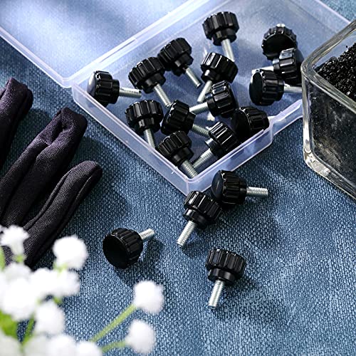 Hotop Threaded Knurled Thumbscrew Monitor Mount Screws on Knobs Monitor Screws Carbon Steel Clamping Knobs Grip Thumb Screw Mounting Thumb Screw, Black(20 Pieces,M4 x 10 mm) - size: M4 x 10 mm