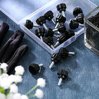 Hotop Threaded Knurled Thumbscrew Monitor Mount Screws on Knobs Monitor Screws Carbon Steel Clamping Knobs Grip Thumb Screw Mounting Thumb Screw, Black(20 Pieces,M4 x 10 mm) - size: M4 x 10 mm