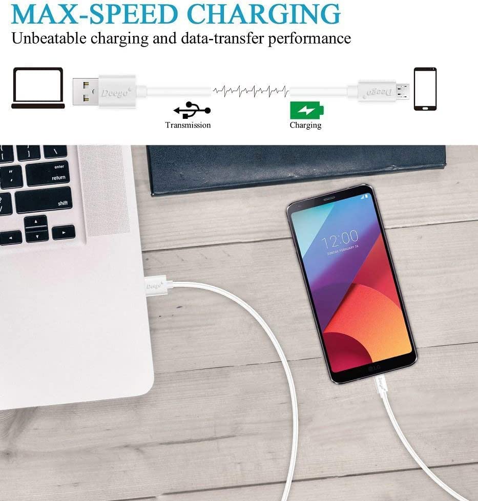 DEEGO Micro USB Cable,15Ft Extra Long PS4 Controller Charger Cable, Enduring Android Charging Cord Compatible with Samsung Galaxy S7 Edge S6,Note 5,Note 4,Moto G5,Android Phone,Kindle Fire,White - color: White
