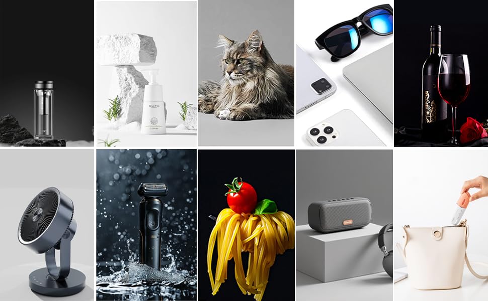 Photo Backdrop for Product Photography: Durable PVC Background Kit in 23.6x35.4in for Food & Small Product Photos - for Online Sellers & Content Creators (White Black & Grey)