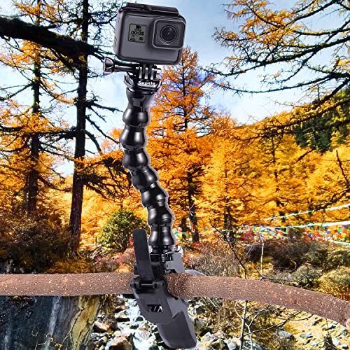 Suptig Jaws Flex Clamp Mount Gooseneck Mount for GoPro Mission Pro Gopro Hero 13 Hero 12 Hero 11 Hero 10 Hero 9 Hero 8 Hero 7 Hero 6 Hero 5 Hero 4 Session Hero 3 Akaso DJI osmo Arlo Action Camera.