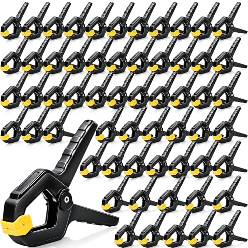 60 Pack Spring Clamps, 3.5 inch Heavy Duty Clips Plastic Spring Clip, Backdrop Clips Balloon Arch Clip Hanging Clamp Wood Clamps for Woodworking, Tarp, Crafts, Small Clamp for Backdrop Stand, Home - color: Yello, size: 3.5 inch_60pcs