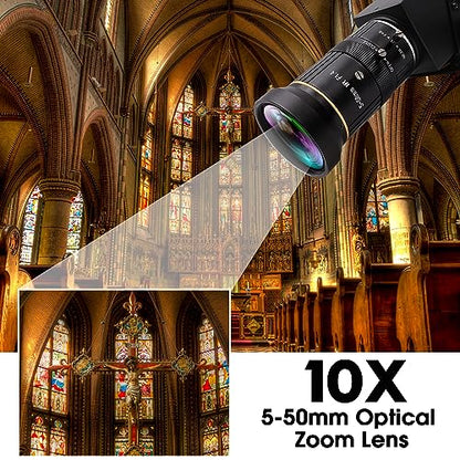 HDMI 4K USB Camera for Live Streaming 10X Variable Focus PC Webcam USB HDMI Simultaneous Output Video Conferencing Close up Zoom in and Out Web Camera for Online Teaching Training - size: 5-50mm 10X Zoom Lens