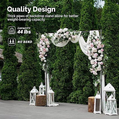 ShowMaven Backdrop Stand, 8x10 ft Adjustable Photo Backdrop Stand Kit, Heavy Duty Backdrop Stand with Steel Base for Photography, Photo Video Studio, Birthday Parties, Wedding (Black) - color: Black