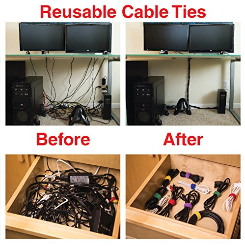 Desktop Cable Organizer, Weighted, No Bad Smell, Bundled with 4 Reusable Cable Ties (Black) - color: Black