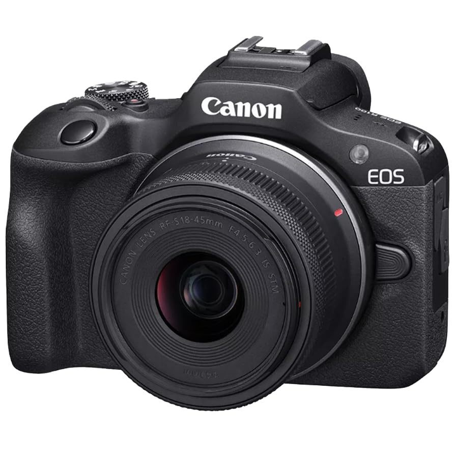 Canon EOS R100 Mirrorless Camera Body with RF-S 18-45mm F4.5-6.3 is STM Lens 6052C012 Bundle with Deco Gear Photography Bag + 2 x Battery + 2 x 64GB Memory Cards + Accessories Kit - color: Raven