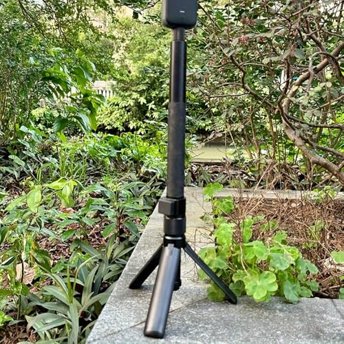 Bullet Time Handle Tripod Rotating Grip with Invisible Selfie Stick for Insta360 X5/X4, DJI OSMO Pocket 3, GoPro,1/4" Thread, 6 lbs Capacity, Compact Selfie Stick & Tabletop Tripod (47 inches)