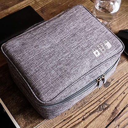 Generic Large Grey Waterproof Cable Organizer Bag for Electronic Accessories