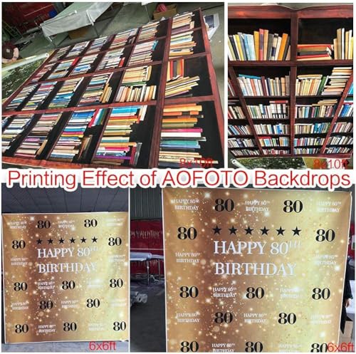 AOFOTO 3x5ft Bookshelf Background Bookcase Photography Backdrop for Video Recording Library Book Store Adult Student Portrait Meeting Video Call Conference Photo Studio Props Vinyl Drape Wallpaper - size: 3x5ft