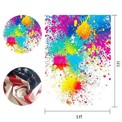 5x7Ft Colorful Splatter Background Abstract Background Paint Splash Backdrop Video Studio Photograph Photo Booth Props Backdrop LXME466 - size: 5x7Ft