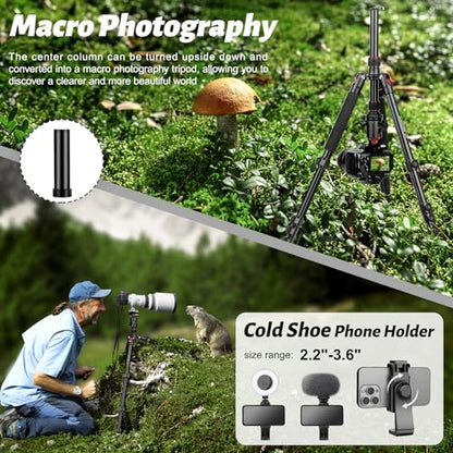 JOILCAN Tripod for Camera, 81" Aluminum Camera Tripod Monopod for DSLR, Heavy Duty Travel Tripods for Spotting Scope Binoculars Laser Level, Payload 35Lb - color: Rose