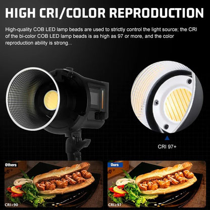 REFLEX CAMERA Professional 80W Handheld LED Photography Light – Portable Studio Video Light, Continuous Lighting for Photography, Handheld LED Spotlight. 3200-5600K 18000lux/1m CRI97 12 Effects + RGB