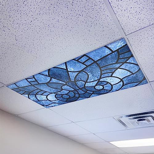Magnetic Fluorescent Light Cover for Ceiling Lights Classroom 2x4 - High Resolution Magnetic Office Light Filter (Pack of 1) - Eliminate Headaches & Eyestrain - Stained Glass - color: Stained Glass - 7