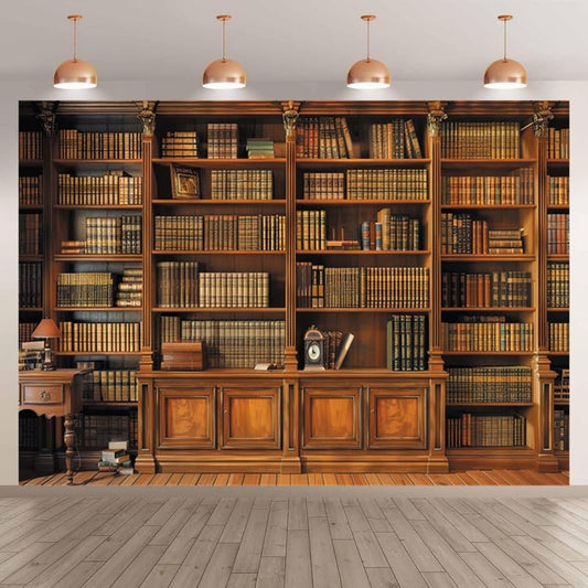 Vintage Bookshelf Backdrop 10x7ft Vinyl Library Book Office Conference Bookcaste Photography Background Podcast Backdrop for Home Online Broadcase Video Studio Decor Portrait Banner - color: Vintage, size: 10x7ft