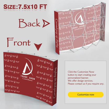 Curved Pop Up Displays 7.5 x 10 FT Trade Show Backdrop Display | Custom Banner Tradeshow Booth Tension Fabric Pop Up Backdrop for Business/ Campuses/ Weddings/Corporate - size: 7.5 x 10 FT (Only Banner)
