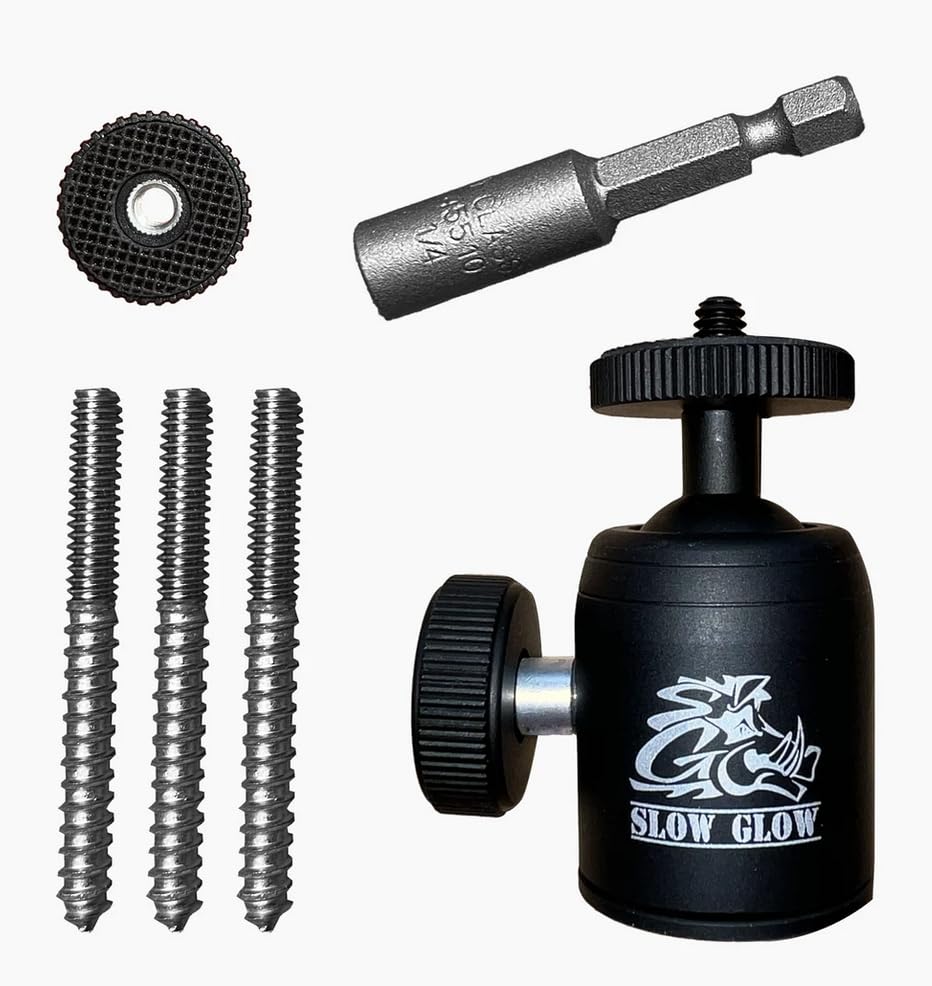 Slow Glow Trail Camera Mount Infinity with 360° Adjustable Ball Head, Tree Spike Camera Mount or Solar Panel Mount