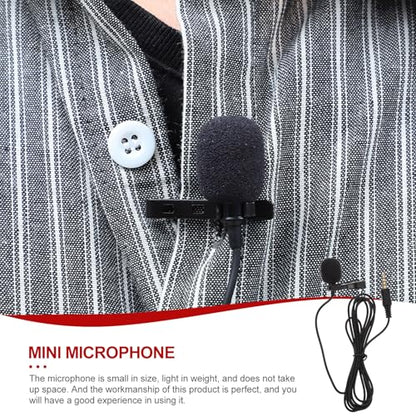 2pcs Clip-On Lapel Microphones with Noise-Cancelling Denoise Amplifier, Black Mini Hand-Free Mics for Live Streaming, Phone, Computer Recording and Interview Supplies