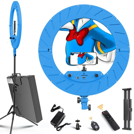Ring Light 18 INCH Kit,55W6700k Dimmable LED Light, Tripod Stand, Remote Controller,Box for Camera,Smartphone,YouTube,TikTok,Self-Portrait Shooting,CRI95 (Maya Blue) - color: Maya Blue