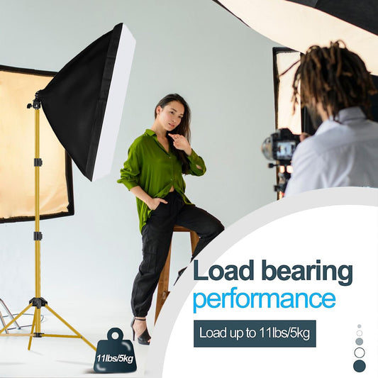 EMART 7 Ft Light Stand for Photography, Portable Photo Video Tripod Stand, 2 Pack Lighting Stand with Carry Case for Speedlight, Flash, Softbox,Strobe Light, Camera, Photographic Portrait -Gold - color: Gold