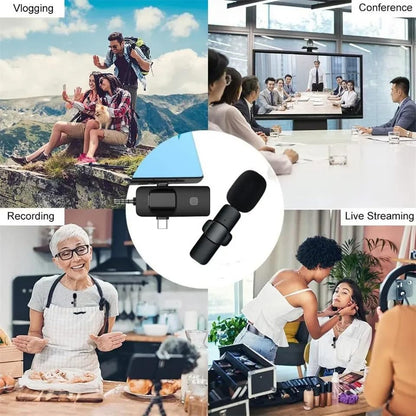 Wireless Lavalier Microphone for iPhone/iPad/Android Phone/Laptop,Plug-Play Lapel Clip-On Mic with Noise Reduction for Video Podcast Vlog Recording/Live Steam/Interview/TikTok/YouTube