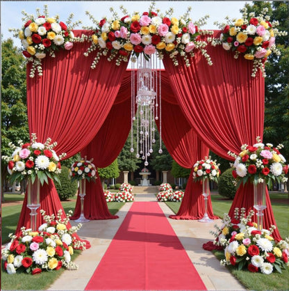 10ftx12ft Wrinkle Free Red Backdrop Curtain, 2 Panels 12FT Height Red Wedding Backdrop Drapes, Silky Polyester Back Drop Cloth for Birthday Photography Background Party Backdrop Draping - color: Red, size: (W)5ft x (H)12ft (2 Panel)