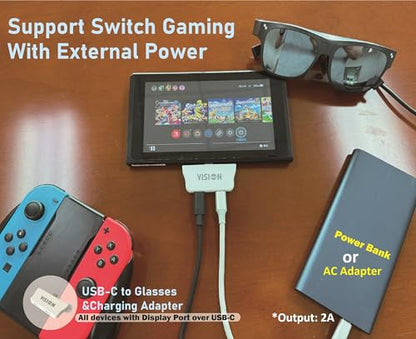 USB C to USB C Adapter, Charging and Play- 4K 60Hz/2K 120Hz, Supports 100W Fast Charging for iPhone 17-15,Switch, ROG Ally, Steam Deck. Connected Viture/Rayneo/Xreal/Rokid AR Glasses